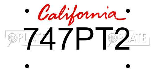 747PT2 California License Plate