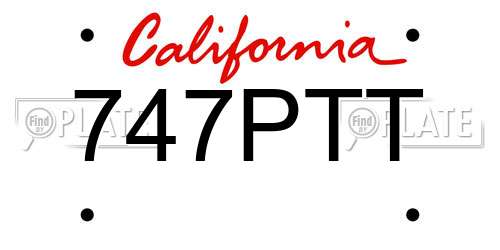 747PTT California License Plate
