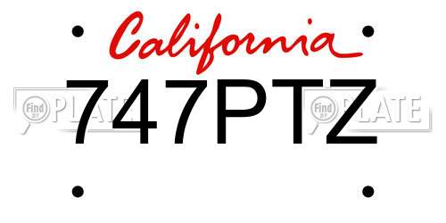 747PTZ California License Plate