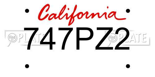 747PZ2 California License Plate