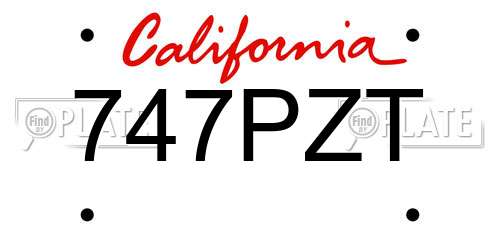747PZT California License Plate