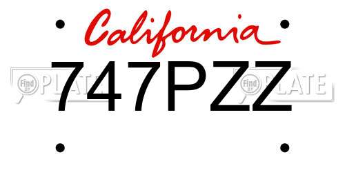 747PZZ California License Plate