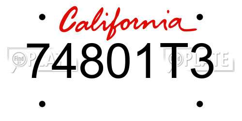 74801T3 California License Plate