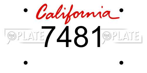 7481 California License Plate
