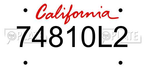 74810L2 California License Plate