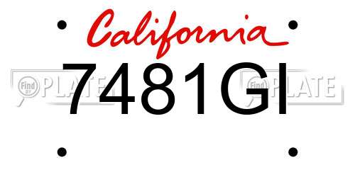7481GI California License Plate