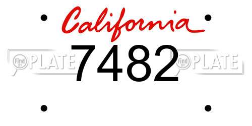 7482 California License Plate