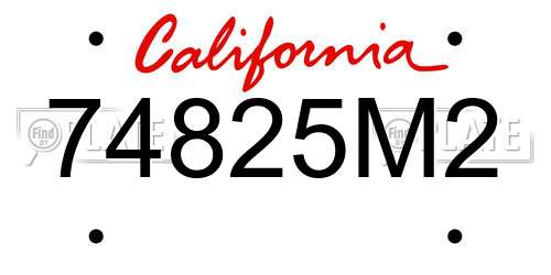 74825M2 California License Plate