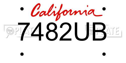 7482UB California License Plate
