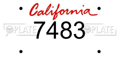 7483 California License Plate