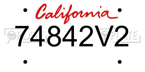 74842V2 California License Plate