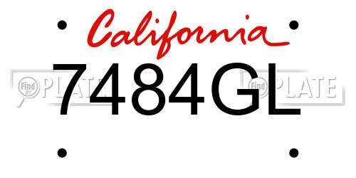 7484GL California License Plate