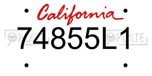 74855L1 California License Plate