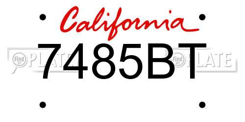 7485BT California License Plate