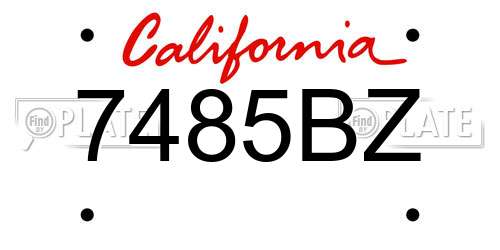 7485BZ California License Plate