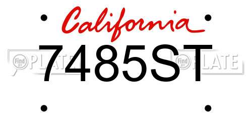 7485ST California License Plate