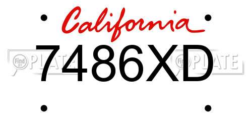 7486XD California License Plate