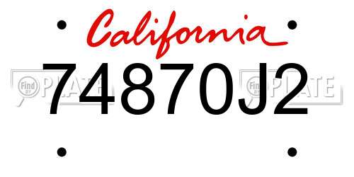 74870J2 California License Plate