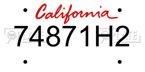 74871H2 California License Plate