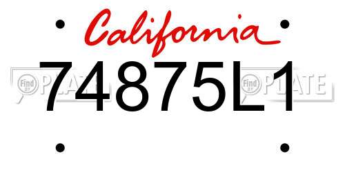 74875L1 California License Plate