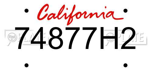 74877H2 California License Plate
