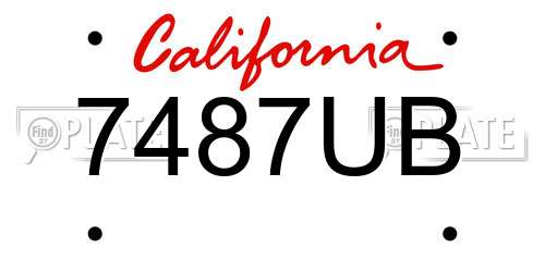 7487UB California License Plate