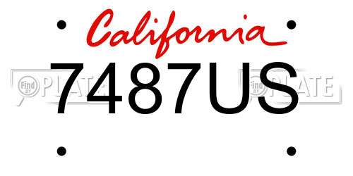 7487US California License Plate