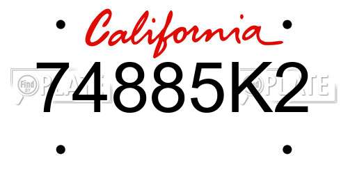 74885K2 California License Plate