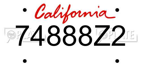 74888Z2 California License Plate