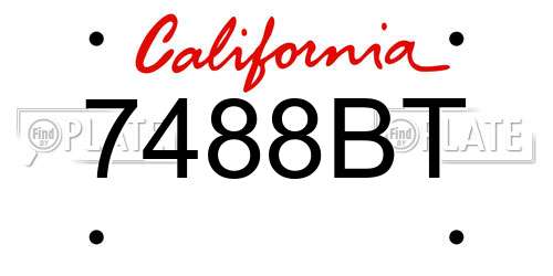 7488BT California License Plate