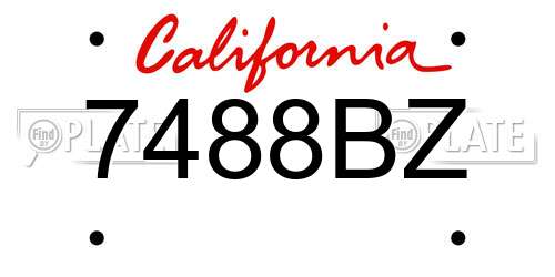 7488BZ California License Plate