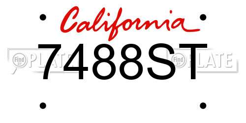 7488ST California License Plate