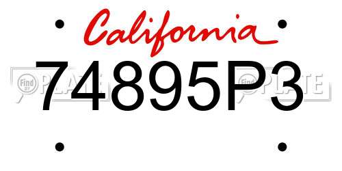 74895P3 California License Plate