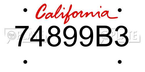 74899B3 California License Plate
