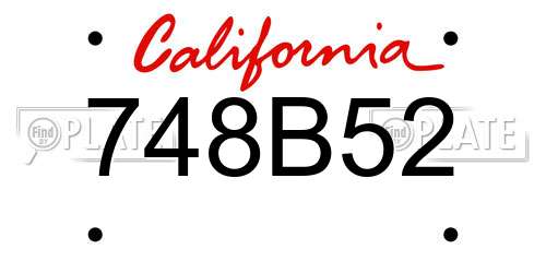 748B52 California License Plate