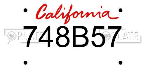 748B57 California License Plate
