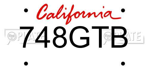 748GTB California License Plate