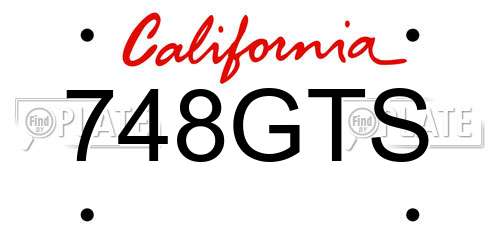 748GTS California License Plate