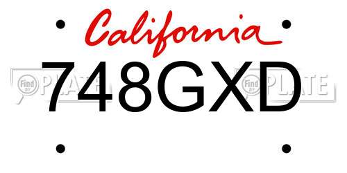 748GXD California License Plate