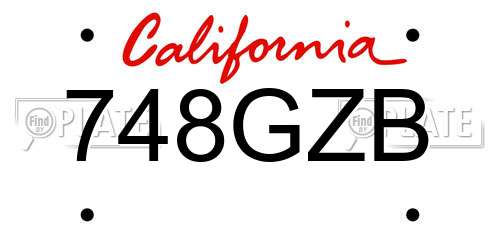 748GZB California License Plate