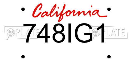748IG1 California License Plate