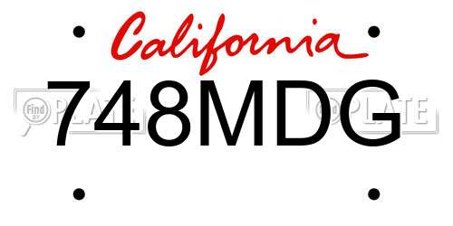 748MDG California License Plate