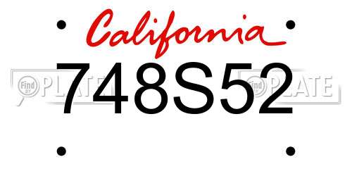 748S52 California License Plate