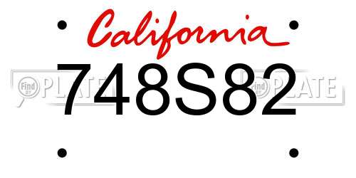748S82 California License Plate