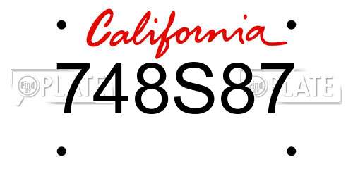 748S87 California License Plate