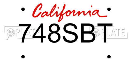 748SBT California License Plate