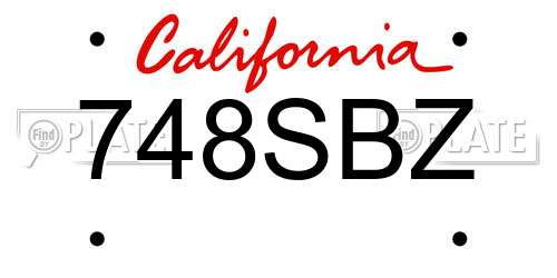 748SBZ California License Plate