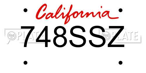 748SSZ California License Plate