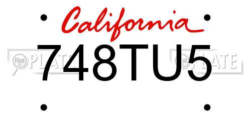 748TU5 California License Plate