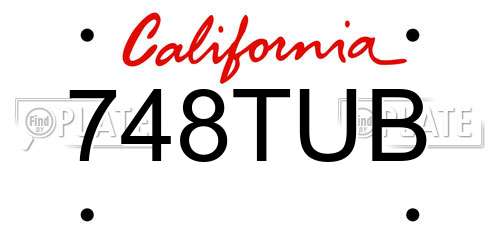 748TUB California License Plate